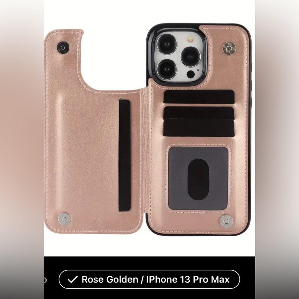 iPhone 13 Max Pro Case/Wallet New Rose Gold